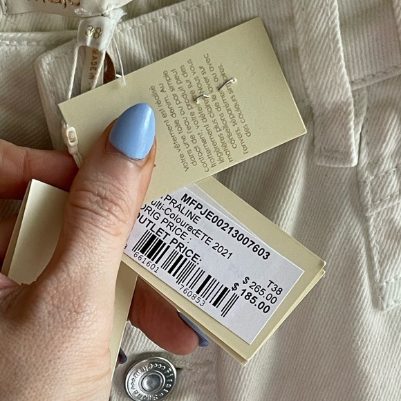 Maje NWT MULTI White and Light Blue Women's Praline High Rise Jeans FR 38 - Picture 9 of 14